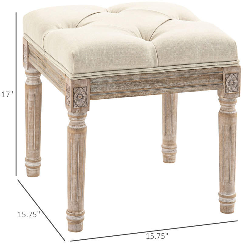 Vintage en beige, avec siège rembourré et fabrication en bois massif pour le salon, les pieds de tabouret de chambre à coucher beige, la chambre à coucher et le vestibule