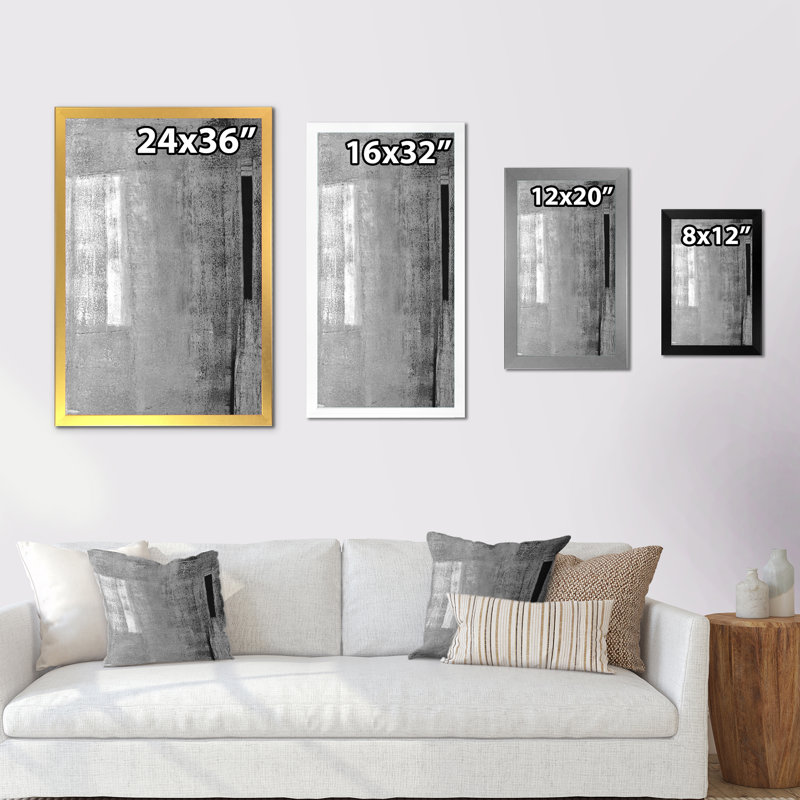 Art moderne gris et bleu II 2FDP47789, Toile encadrée noire, H 20 po x l 12 po x P 1 po