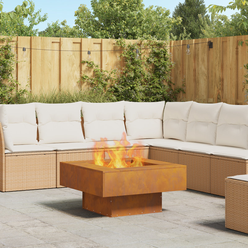 Outdoor Fire Pit, 40cm H x 80cm W x 80cm D, Brown