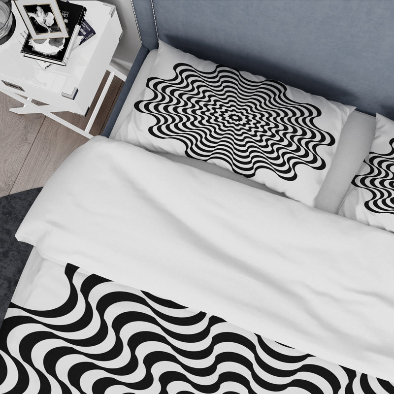 Optical Illusion Spiral - Modern Duvet Cover Set - Microfiber Polyester, King Duvet Cover + 2 King Shams