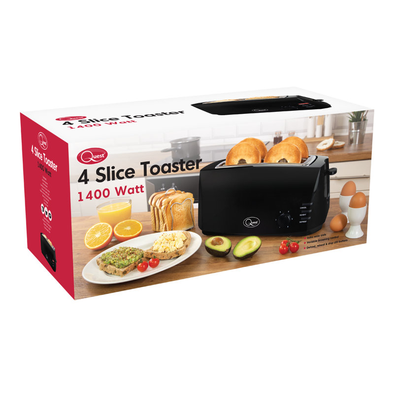 4 Slice Cool Touch Toaster, Black