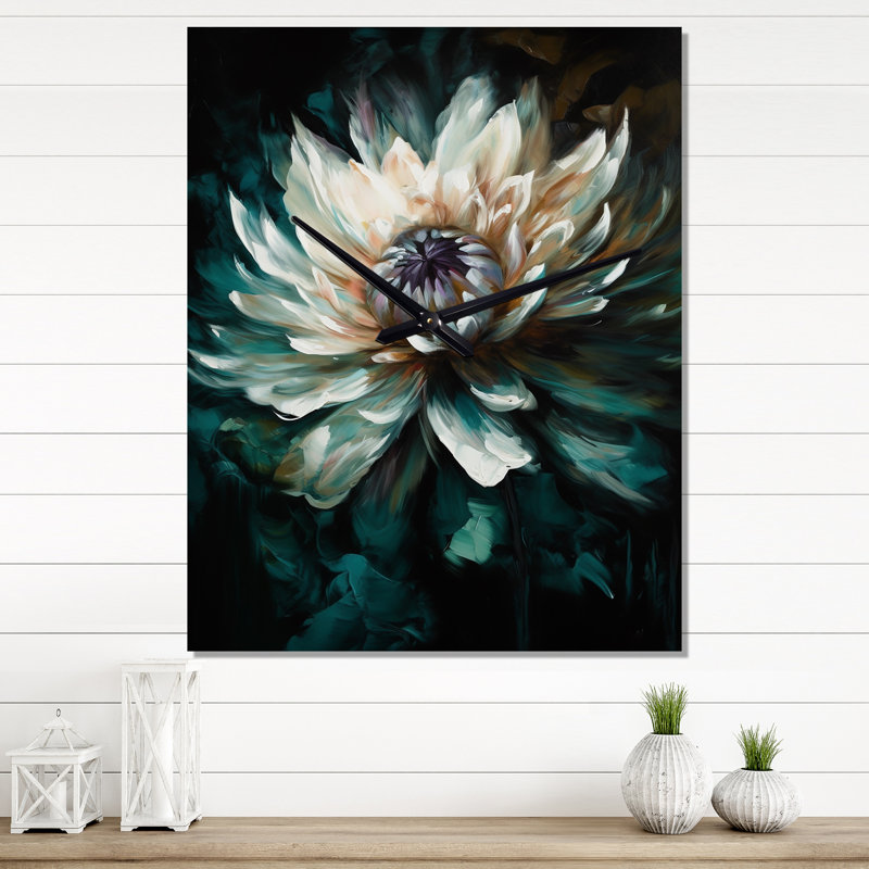 Horloge murale moderne White Lotus Floral Dreams II, H 32 po x l 16 po x P 1 po