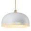 Luminaire suspendu en forme de dôme creux - cadre en métal à 3 lumières, réglable de 12 à 90 po, finition dorée / blanche-118676051-118676049
