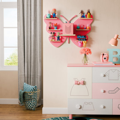 Tablette Butterfly Tonie pour Toniebox - tablettes flottantes magnétiques en bois rose tonique