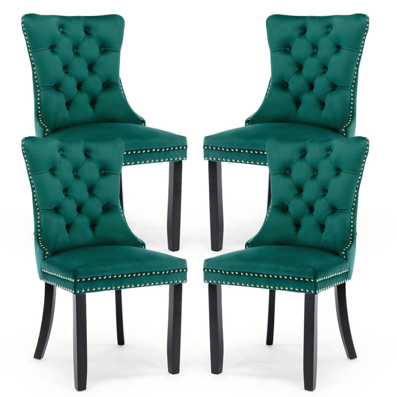 Chaises de salle à manger rembourrées Modern, Vert, Noir, noir, noir, noir