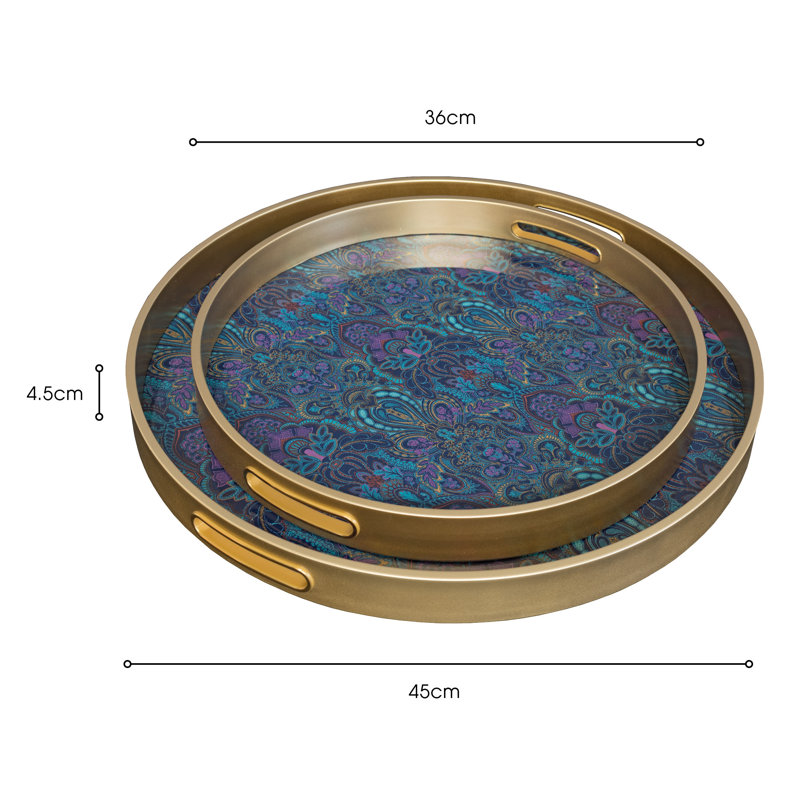 LLB- Round tray set of 2 - Dangerous Damask
