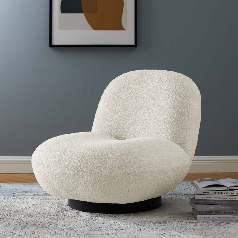 Chaise pivotante rembourrée Kindred Boucle, Noir