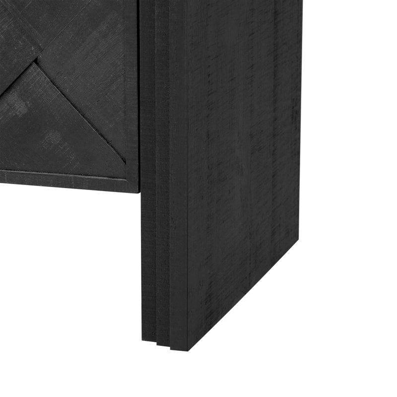 Luxury Multi-Functional MDF Sideboard– woven Wood Slat Doors, Black