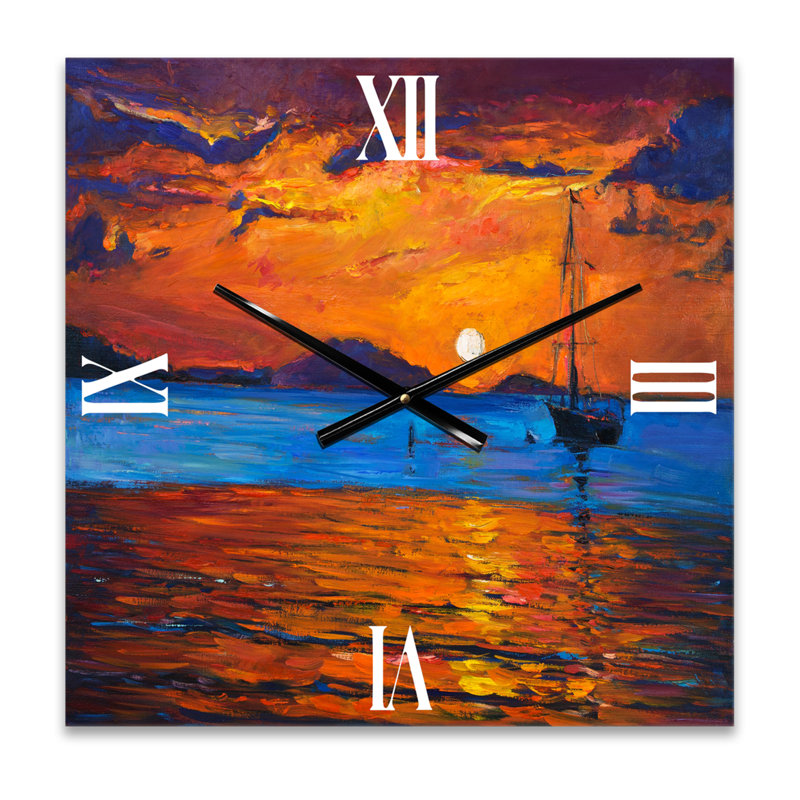 Horloge murale bateau pendant la soirée, Très grand
