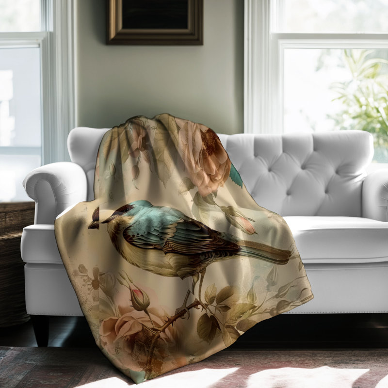 Élégance à plumes faites à la main - couverture en sherpa de qualité supérieure 1 pièce, Grand lit