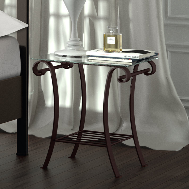 Johan Glass Top End Table, Brown