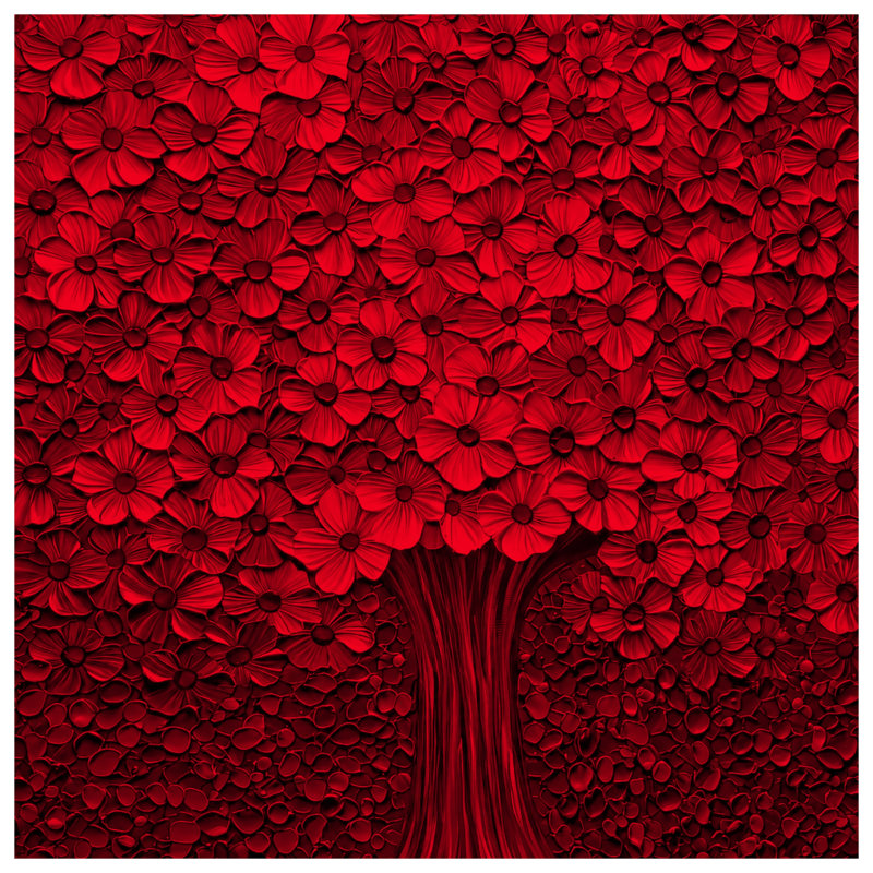 Couvertures d'arbres rouges en fleurs, L 60 po x H 80 po