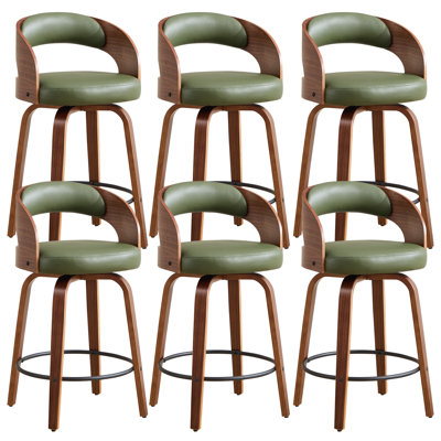 Comfortable Swivel Counter Stool With Durable Solid Wood Legs