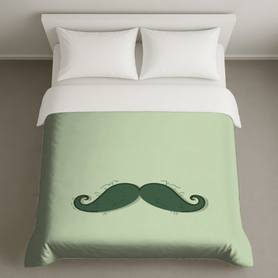 Green Curled Moustache Duvet Covers