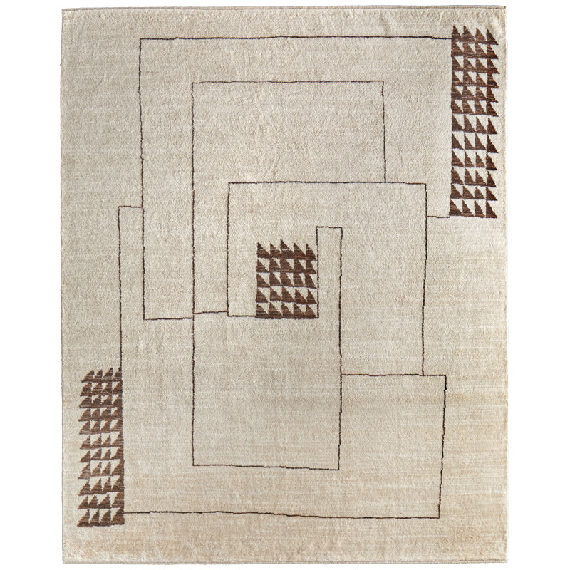 Agape Modern Abstract Ivory Area Rug, Rectangle 5'6" x 8'6"