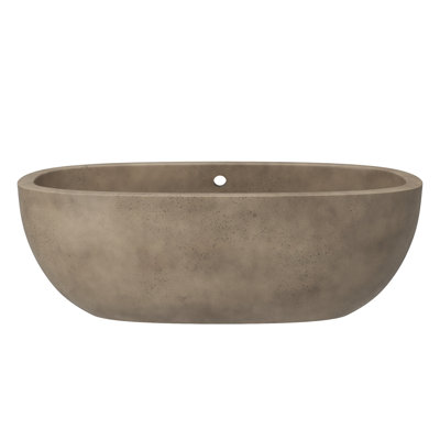 Avalon NativeStone Concrete Freestanding Oval Soaking Bathtub