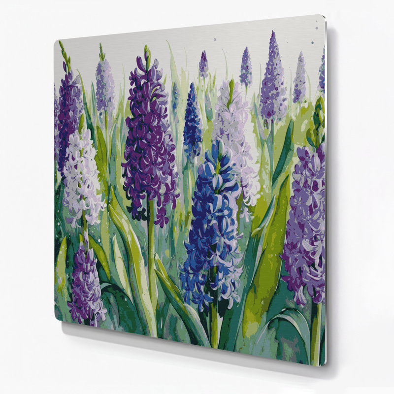 «Botanical Hyacinths», art mural en métal bleu, H 12 po x l 12 po