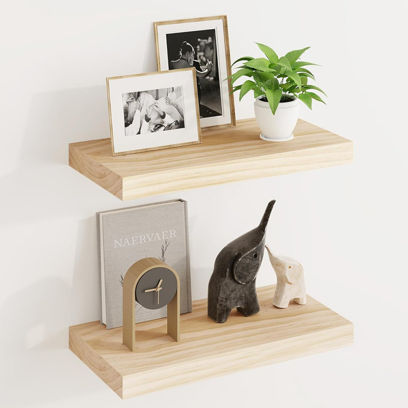 Ensemble de tablettes murales flottantes en bois rustique de 16 po de largeur Rustic, H 1,4 po x l 16 po x P 7 po