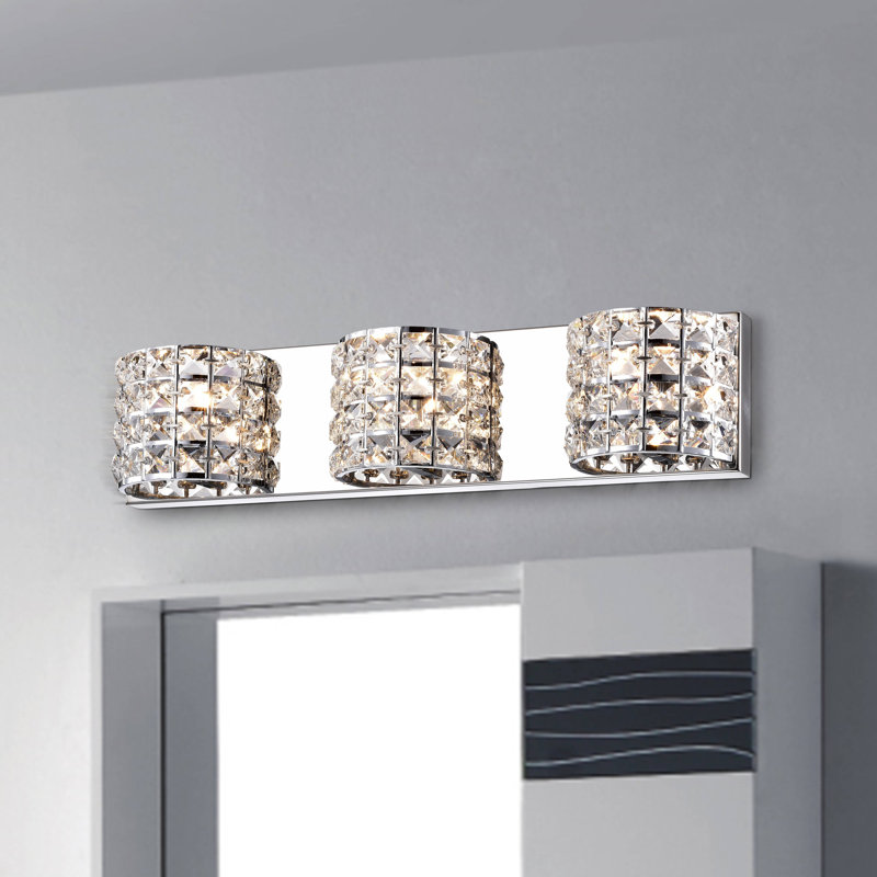 Bev 3-Light 20.5'' Chrome Vanity Wall Sconce with Semi-Circular Crystal