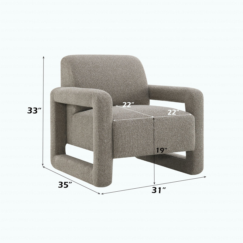 Fauteuil d'appoint moderne en chenille gris