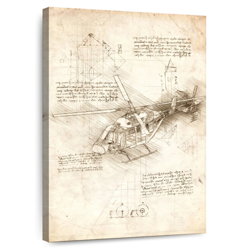 Mehar Helicopter Blueprint, 39" H x 26" W