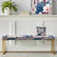 Banc floral rembourré or-135447538
