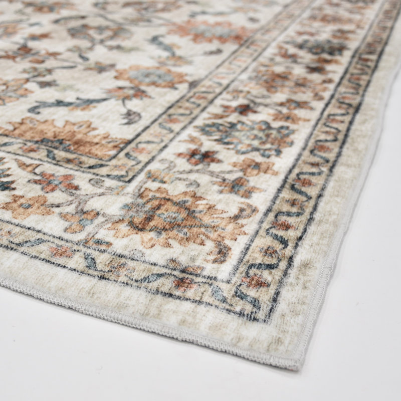 Tapis beige délavé à la machine Whitley, Rectangulaire 8 pi x 10 pi