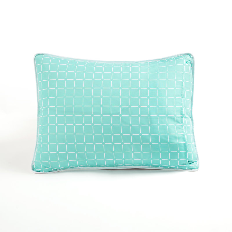 White and Turquoise Reversible Soccer Quilt Set with Pillows