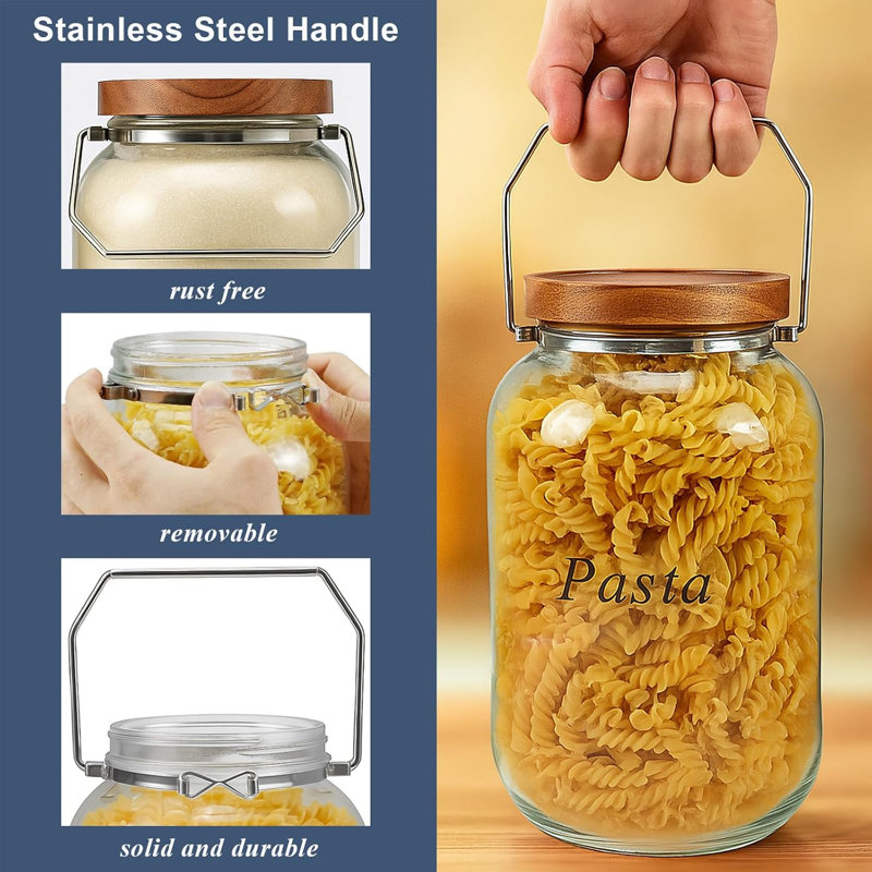 2 Pack Glass Flour Sugar Storage Containers With Handle