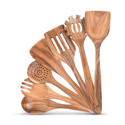 7 Piece Wooden Kitchen Utensils Set