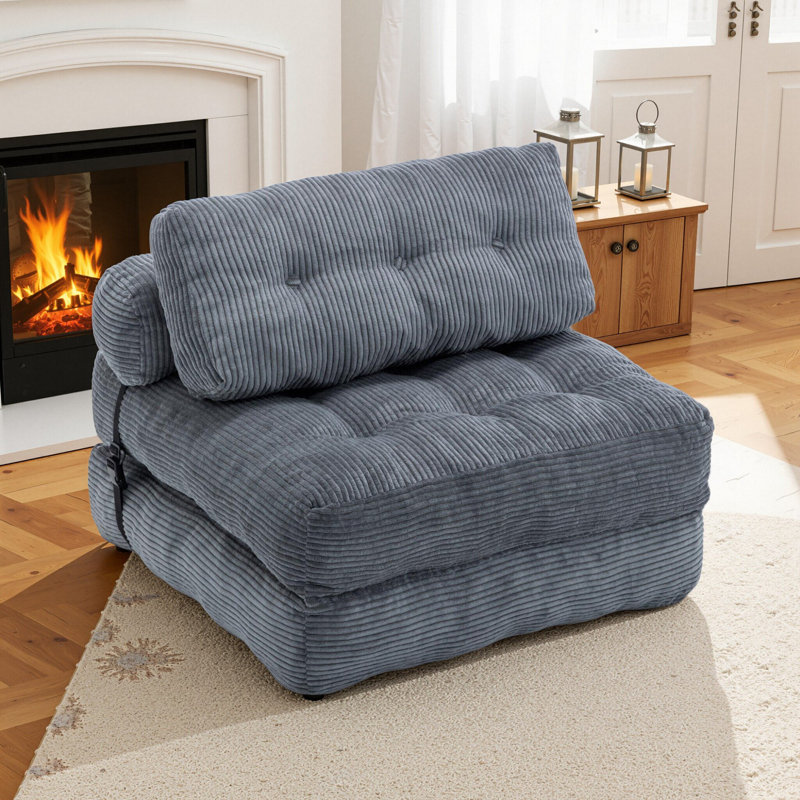 Fauteuil à billes en velours côtelé Compression, Gris