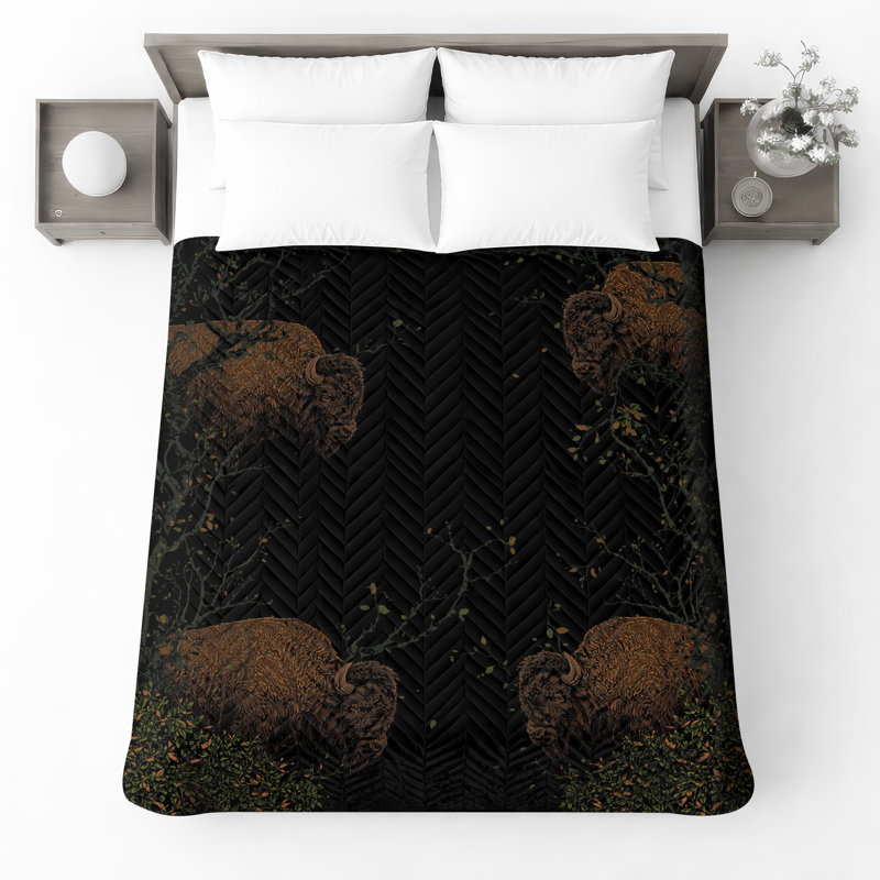 Couvre-lit matelassé Buffalo In Woodland, Queen