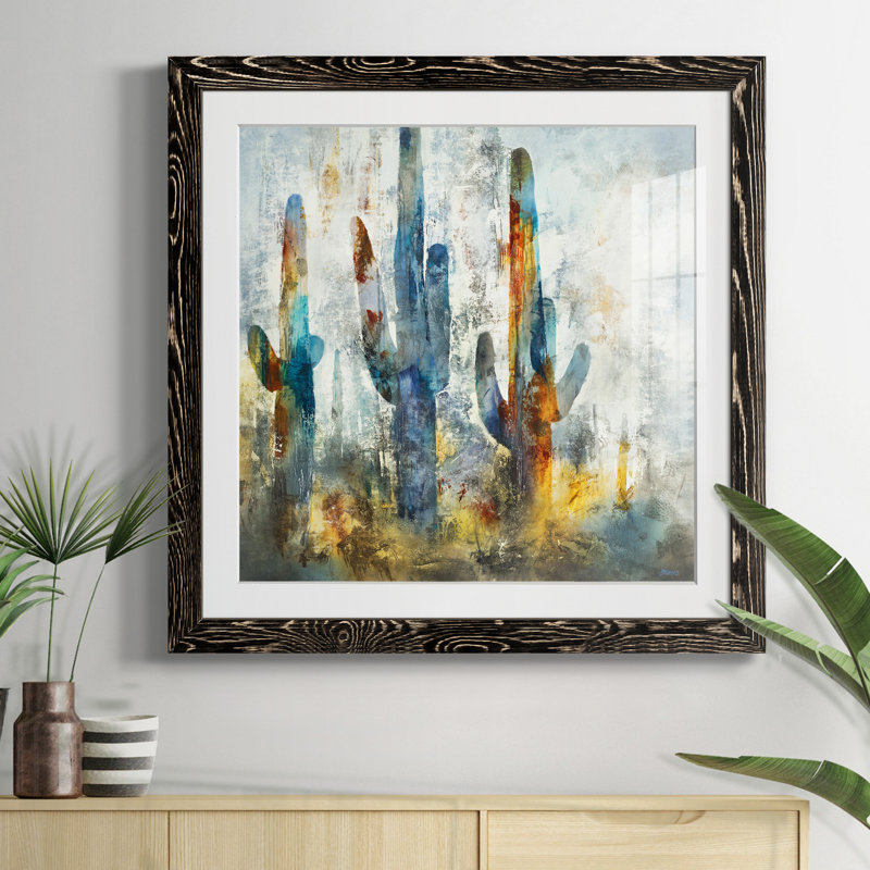Forêt de Saguaro - Reproduction d'art sur papier encadrée, H 35,5 po x l 35,5 po x P 1,5 po, Papier noir