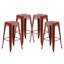 Kai Industrial Style Bar Stool - Set of 4 - Modern Metal Counter or Bar Height-270456263-270456258