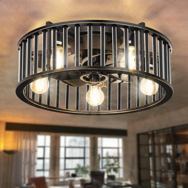 18.89"Flush Mount Ceiling Fan Light with Remote for Indoor