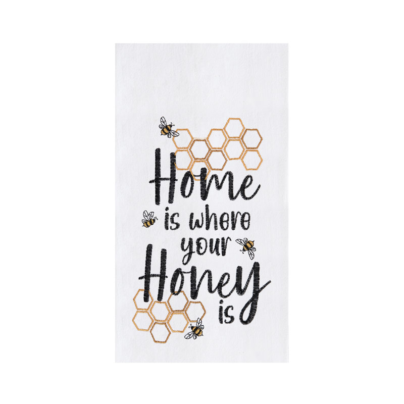 Serviette de cuisine 18 po x 27 po Home Is Where Your Honey Is Broded