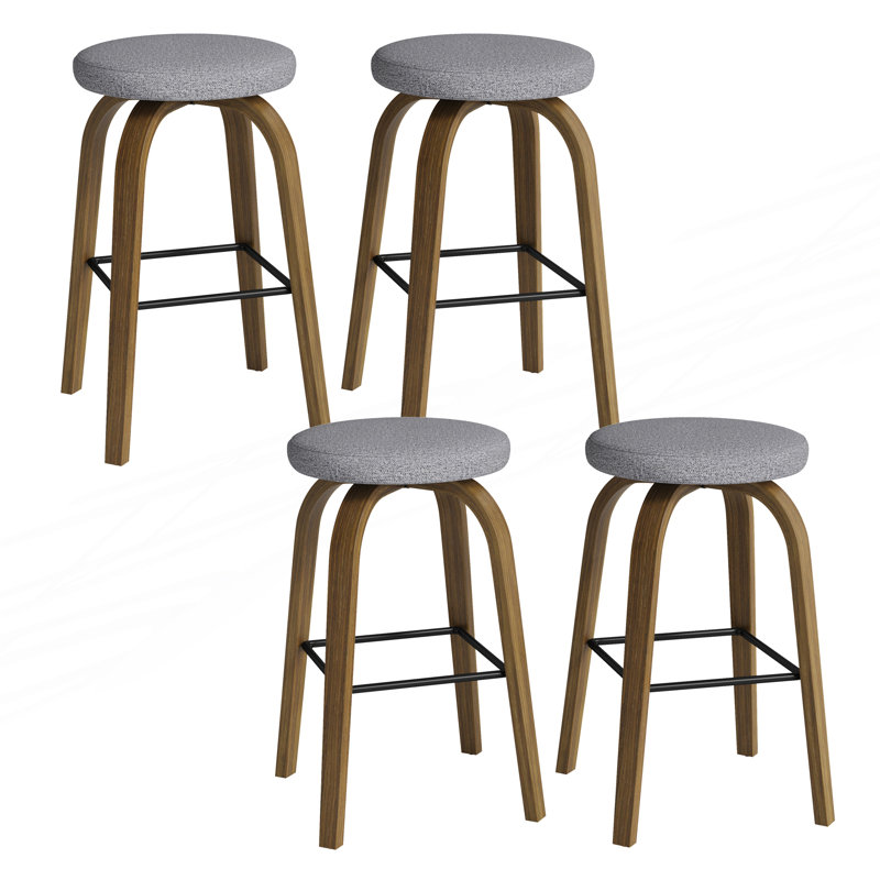 Swivel Upholstered Counter Stool, Gris / Brun, 29.72