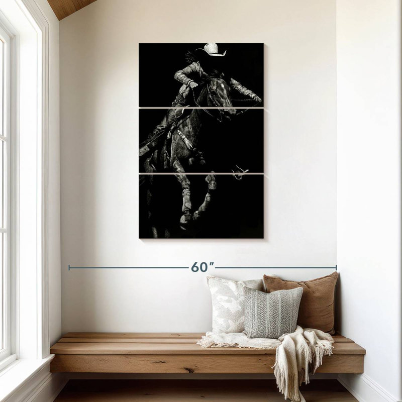 Lelar Scratchboard Rodeo IV, 45" H x 28" W