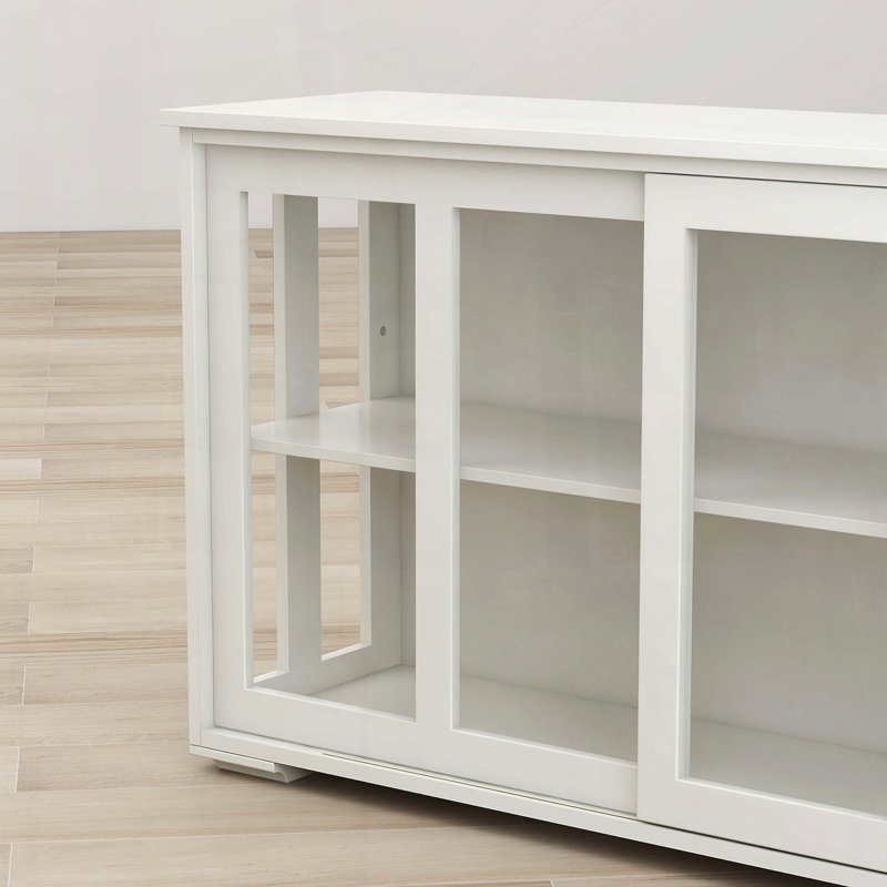 Glass Door Kitchen Storage Stand, White
