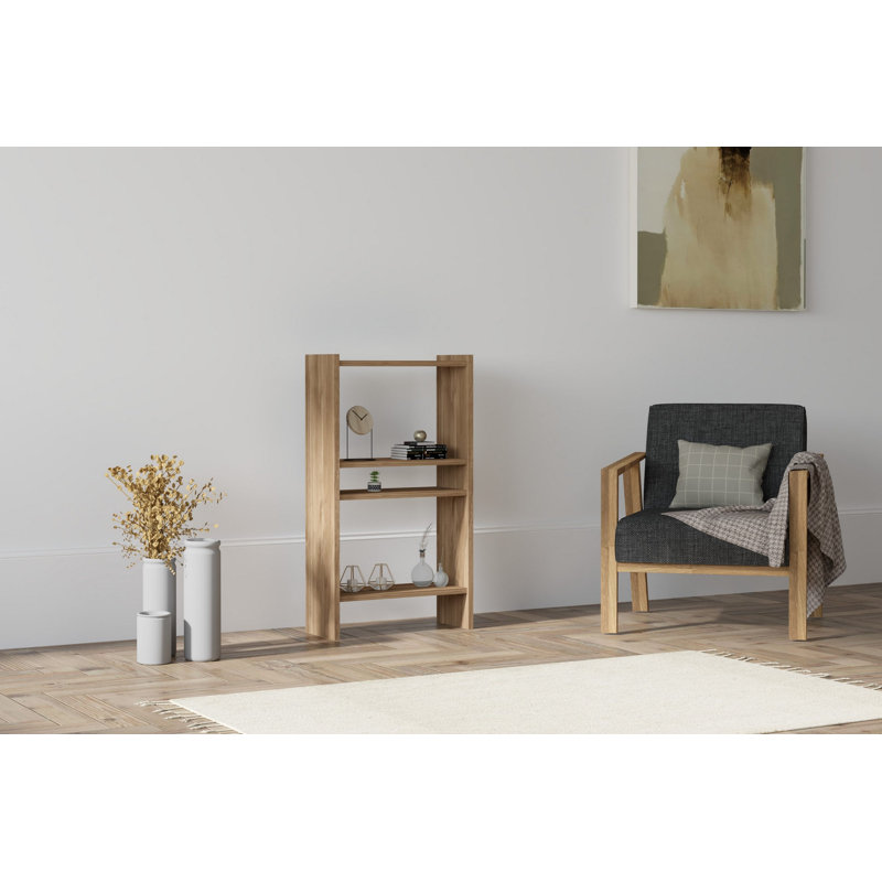 Bibliothèque murale scandinave, couleur noyer, 20,7 x 35,4 x 8,7 pouces | 100% panneau de particules enduit de mélamine, épaisseur: 0,7 pouce | Conception moderne et compacte pour la maison ou le bureau, durable et élégante