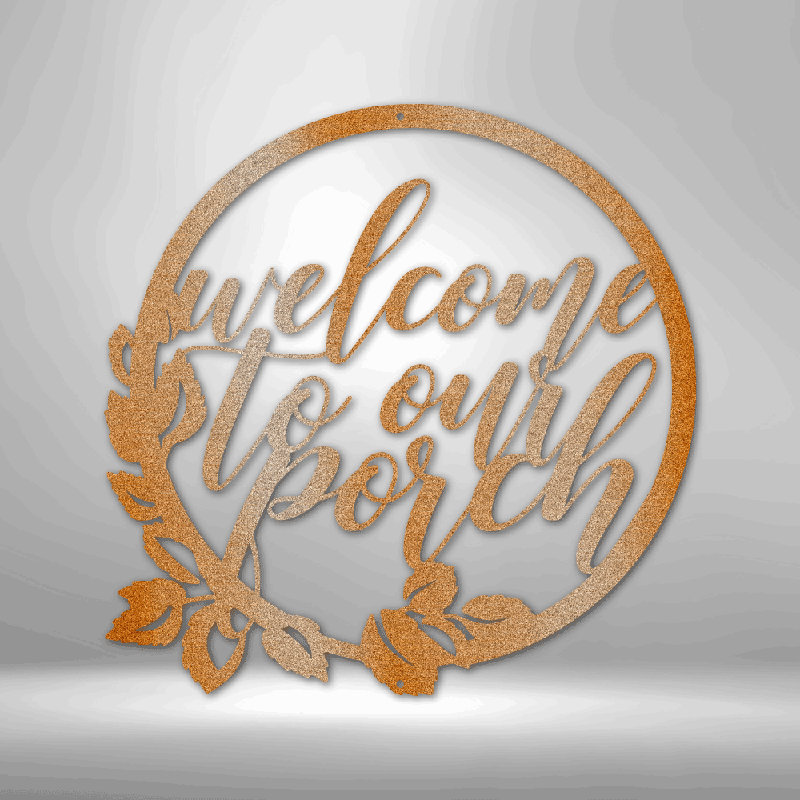 Décoration murale Evlyn Welcome to Our Porch, H 14,25 po x l 14,5 po x P 0,5 po, Cuivre