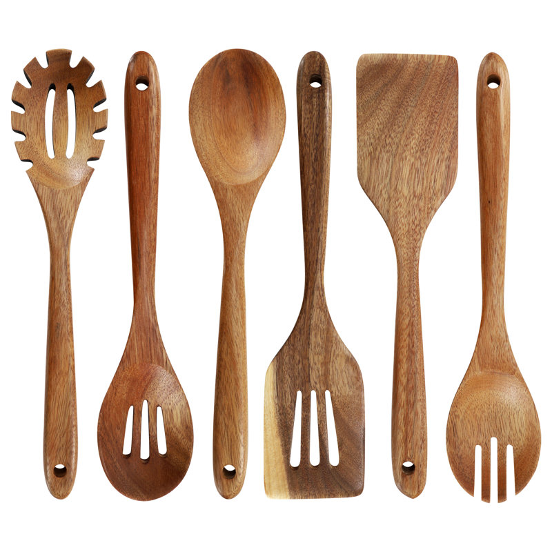 Assorted 6 Piece Cooking Tool Set in Acacia Wood