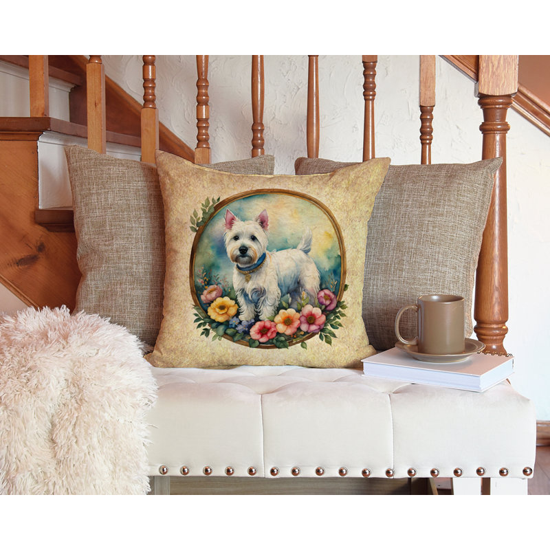 Coussin décoratif intérieur / extérieur en polyester , H 14 po x l 14 po x P 3 po