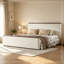Lit plateforme tapissier très grand avec décoration en bois-2054289897