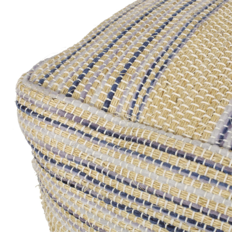 Pouf en tissu fabriqué à la main Western, mélange de laine et de chanvre durable, 16 po x 16 po, parfait pour les sièges et la décoration