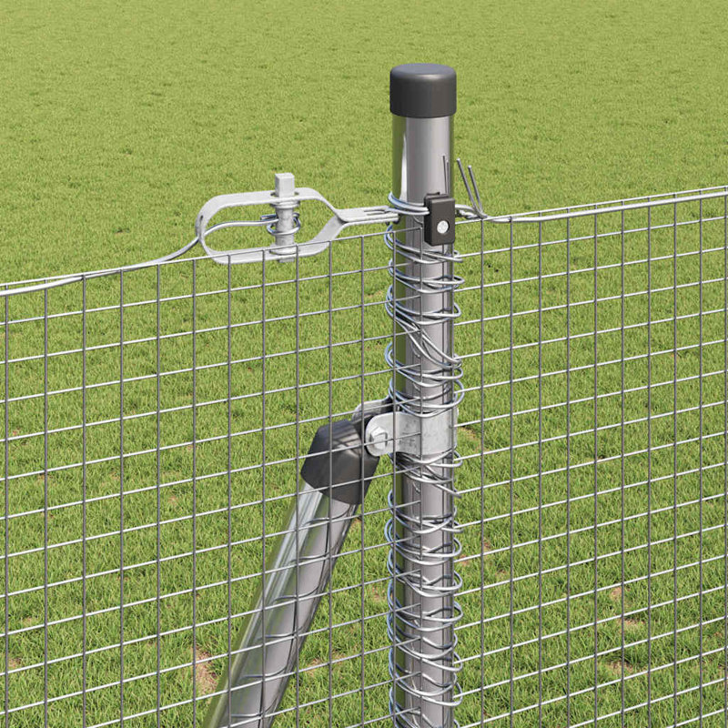 Vidaxl Fence With Posts Steel, Silver, 140cm H x 1000cm W x 3.2cm D