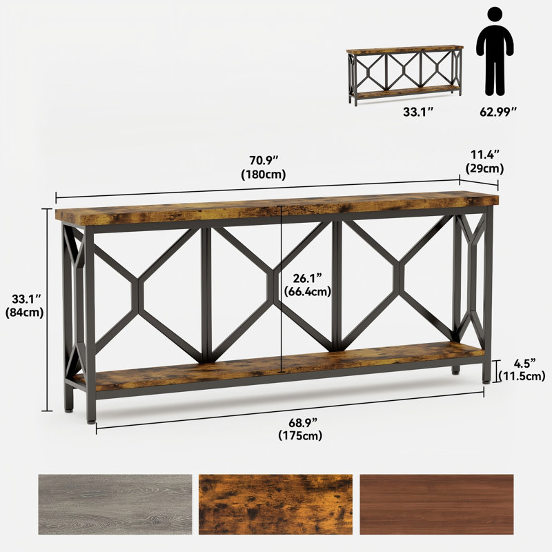 70.9'' Console Table, Brown/Black