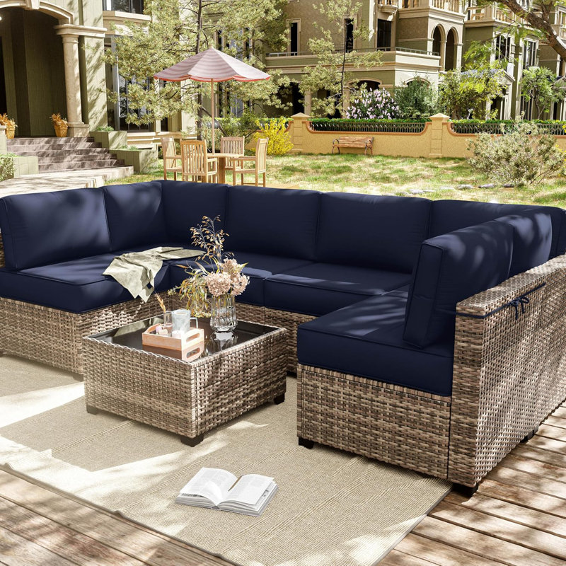 14-Piece Outdoor Seating Group Cushion Cover, Only Covers, Navy
