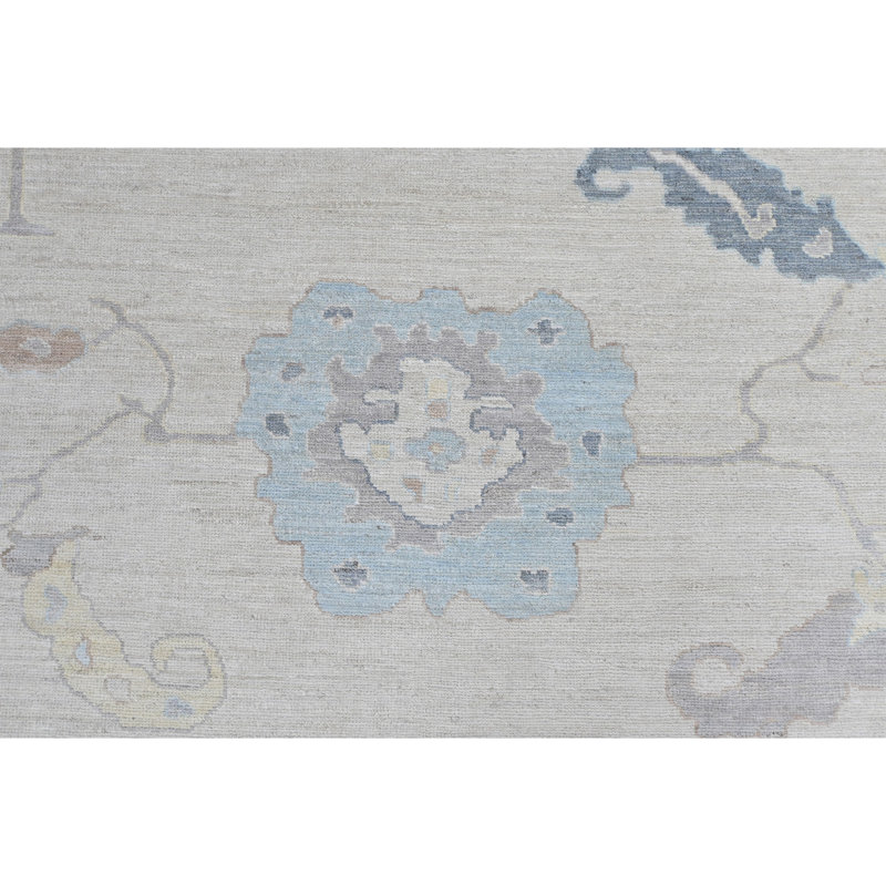 Tapis crème et gris noué à la main de haute qualité