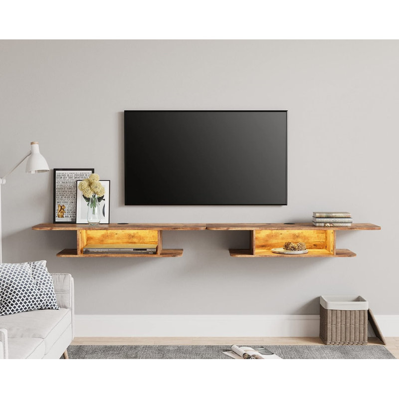 Soltane Floating TV Stand for TVs up to 85", Rustic Brown